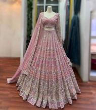 Lehenga Fabric-Soft Butterfly Net* 👉*Lehenga work-Sequins Embroidery Work With Cancan & Canvas Patt