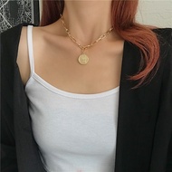 Dcx61 angel coin pattern thin chain necklace