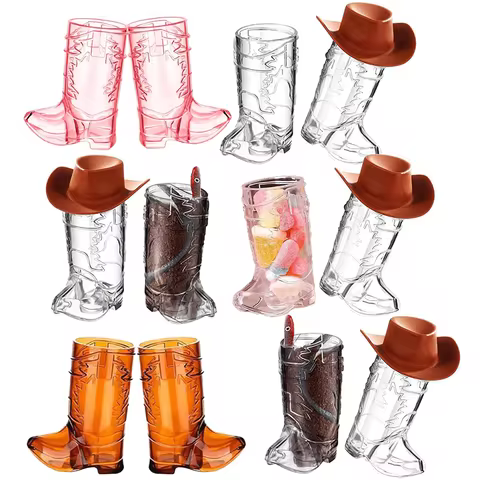 Mini Cowboy Boots Shot Glass 1oz Western Cowboy Party Mini Cake Hat Plastic Shot Glass Western Weddi