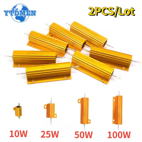 2PCS 10W 25W 50W 100W Load Resistor Aluminum Power Metal Shell Case Wirewound Resistor 0.1~10K Ohm 4
