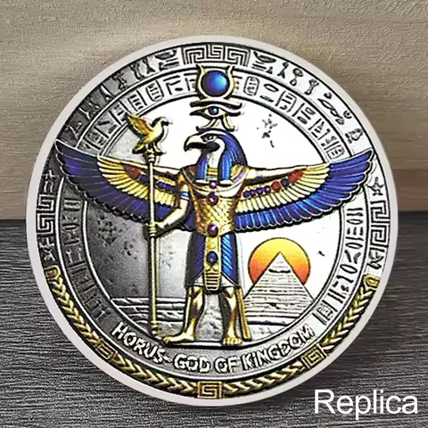 Egyptian Mythology Coin, Eye of Horus Amulet Medal, Ancient Egypt Pharaoh Souvenir Challenge Coin, H