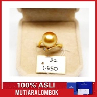 cincin emas 22 karat wanita mutiara laut lombok original mewah - hitam 9