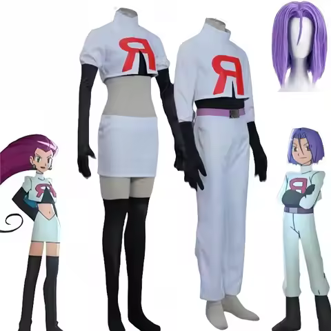 Anime Cosplay Costume for Adult Team Rocket Jessie Musashi James Kojirou Halloween Cosplay Costume F