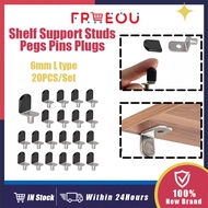 20Pcs/Set 6mm Shelf Pegs Shelf Support Studs Pegs Pins Plugs L-Shaped Cabinet Bracket Silver with Ru