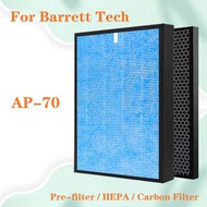 For Barrett Tech Air Purifier AP-70 AP70 Replacement Antibacterial HEPA Filter and activated carbon filter