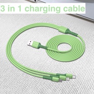 flexible Purple Green pink 3 in 1 Type C Micro Usb charging Silicone cable 120 cm Fast charging line compitable for iPhone 13 14max
