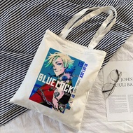 Anime Blue Lock Pattern Fashion Shoulder Bag Student Tote Bag Japanese Anime Eco Bag Shopping Bag