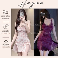HT100 sexy 2s nightgown with pretty patterns and PADDING, lightly flared silk pajamas to flatter you