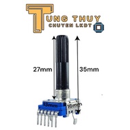 Potentiometer 6 Green Square Pins - Curved Legs Round Handle Length 35mm 20K 100K