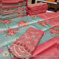 VHR PREMIUM Floral Digital Print Kalamkari Kubera Pattu Softy Silk Saree With Aari work designer blouse material indian
