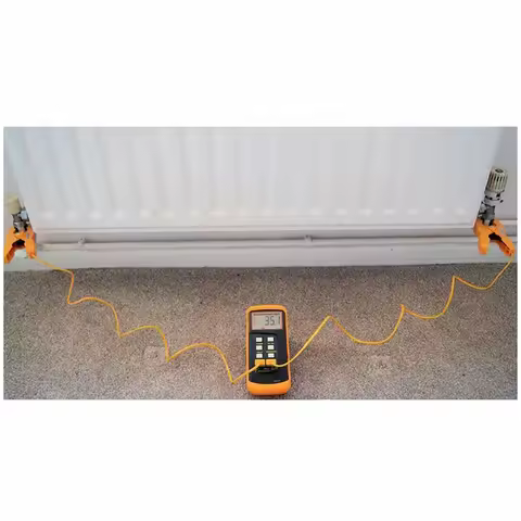 Digital K Type Thermocouple Thermometer(-50-1300°C) Dual Channel, 2 Thermometer Pipe Clamp and 2 Sen