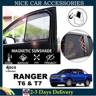 Ford Ranger T6/T7 2011-2021 Fit Magnetic Sunshade [4 PCS] Accessories Automotive