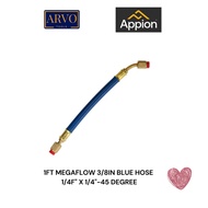 APPION MEGAFLOW 3/8IN HOSE - 1 FT (1/4FL TO 1/4FL-45°) BLUE - RECOVERY HOSE