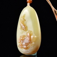 秒殺價 天然新疆和田玉若羌黃口料俏糖年年有餘吊墜