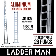14 Feet 42 Steps Triple Extension Telescopic Ladder Heavy Duty Foldable Aluminium Ladder 3 Section 4