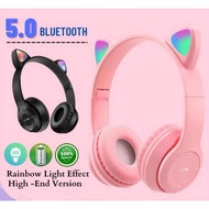 Cat ear headphone wireless headphone bluetooth LED cute Headset headphone with mic wireless gaming