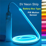1M/2M/3M/4M/5M Length LED Strip Lights Waterproof Battery Box Flexible LED Neon Light with PIR Motio
