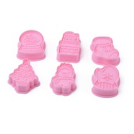 6Set of Christmas Cookie Molds 3d 3D Fondant Frosting Steamed Bun Printing Mold diy Plastic Baking T