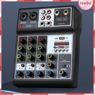 [lswbd] 4 Channel Audio Mixer Sound Board System Compact Portable Reverb Delay Effect Stereo DJ Mixer for Performance Stage