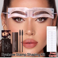 Long Lasting Waterproof Sweatproof Head-mounted eyebrow card + stamp eyebrow powder set/3D Natural B