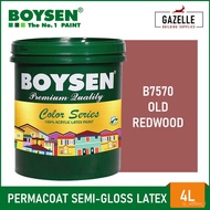 Boysen Color Series Permacoat Semi-Gloss Latex Old Redwood B7570 Acrylic Latex Paint - 4L