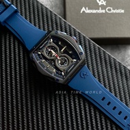 [Original] Alexandre Christie 6608 MCRUBBU Chronograph Sporty Men Watch with Black Dial Blue Silicon Strap