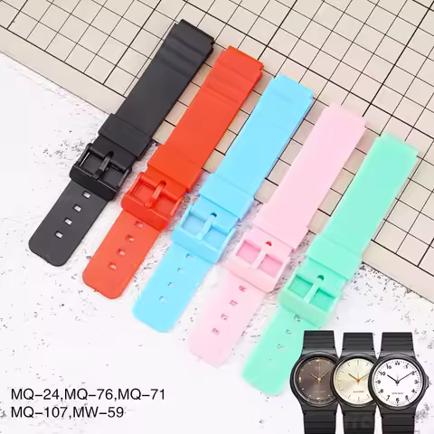 for Casio MQ-24 MQ-27 MQ-76 mq24 MW-59 MW-240 Sports Watch Strap Wristband 16mm TPU Waterproof Watch