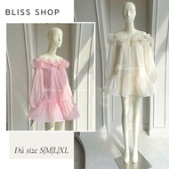 [Premium Version] Off-the-Shoulder Silk Dress with Long Sleeves, Gentle and Elegant Lady's Fashion B