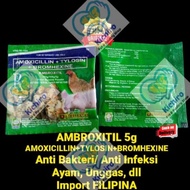 Ambroxitil isi 5 gram Import Filipina Philipin Amoxicillin Tylosin Bromhexin Obat Anti Bakteri Antib