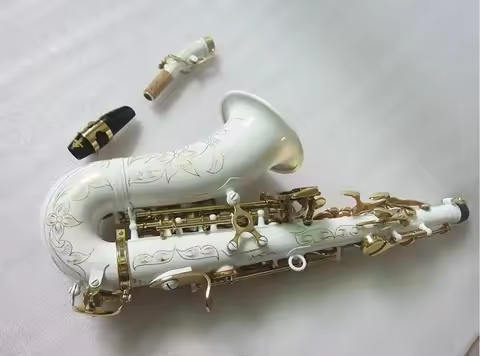 New high quality Bb soprano saxophone S-991 White saxophone Curved soprano sax WithCase Accessories