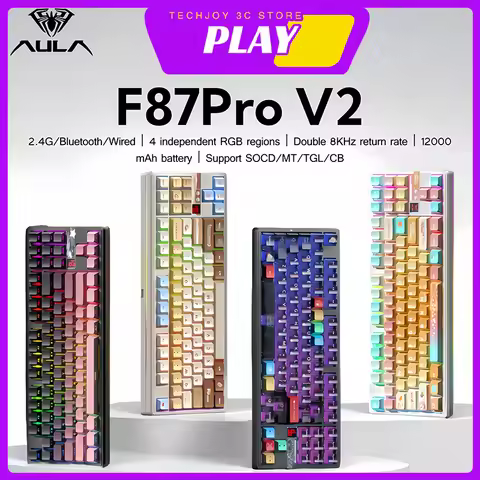 AULA F87ProV2 Wireless Mechanical Keyboard 3-mode Customized Bluetooth 4-zone RGB 12000mAh Hot Swap 