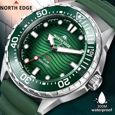 NORTH EDGE TRITON-TI Titanium Stainless Solar-Powered Diving Watch Luxury Quartz Watches For Men 300