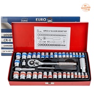 EURO KING TOOLS ชุดบล็อก 40 ชิ้น ขนาด 1/4 socket set ชุดเครื่องมือ ประแจ