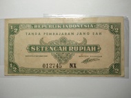 uang kertas kuno/ lama 1/2 rupiah 1945