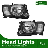 Pair Black Smoked LHS+RHS Headlights Lamp for Nissan Patrol GU4+ Y61 10/2004-2015