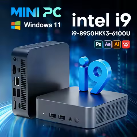 Windows 11 Portable Mini PC Intel Core i9 8950HK i3 6100U 16GB RAM 1TB SSD Gaming Mini PC WiFi6 BT5.