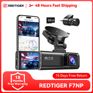 REDTIGER F7NP Dash Cam Front Rear, 4K/2.5K Full HD Dash Camera for Cars, Free 32GB Card, Built-in Wi