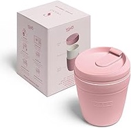 Swanz Porcelain Coffee Travel Mug with Leakproof Lid, Reusable Insulated Ceramic Tea Cup with Silico
