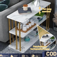 Multipurpose 3-Tier Side Table, Minimalist Guest Table, Coffee Table, Bedside Table, Marble Motif Ta