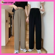 M02 - DAISY MAYA Korean Style Women Straight Leg Long Pants Suit Pants High Waist Elastic Waist