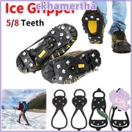 CKHAMPH 1 Pair Ice Gripper Spike, Anti-Slip 5/8 Teeth Shoes Crampons,  Universal Spike Spike Grips C