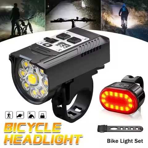 Bicycle Headlight 9 LED Bike Front Light Type-C Rechargeable Bike Lamp Ultralight Handlebar Lights W