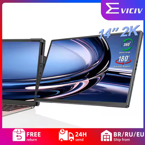 EVICIV 14" 2K Portable Monitor for Laptop 360° Rotation Laptop Screen Extender with Stand 2240x1400 