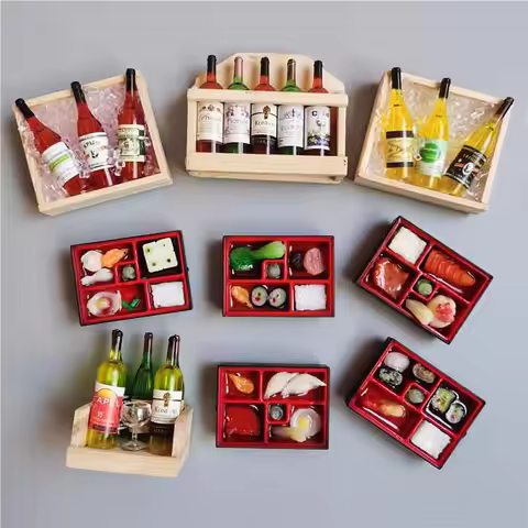 Simulated Food Box Japan Korea Sushi Food Fridge Sticker Silicone Magnetic Sticker Wooden Mini Red W