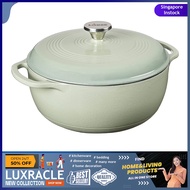 [sg stock] Lodge Cast Iron Enameled Dutch Oven, 6 Qt, Desert Sage