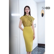 Chân váy công sở nữ dáng bút chì xẻ sau SIXDO (Lime Woven Pencil Skirt)