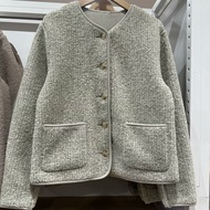 UNIQLO Japanese Single Womens 2024 Autumn And Winter Imitation Lamb Fleece Fleece Crew Neck Cardigan