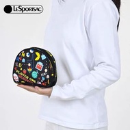 日本 Lesportsac X PAC-MAN 食鬼 黑色帆布 HALFMOON ZIP 化妝袋