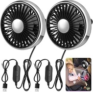 Glooglitter 2 Pcs Car Fan USB for Rear Seat Passenger Portable Headrest 360 Degree Rotatable 3 Speed