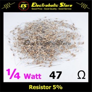 Resistor 1/4W 47 Ohm 5% R 1/4 0.25 0,25 Watt 47ohm Tahanan